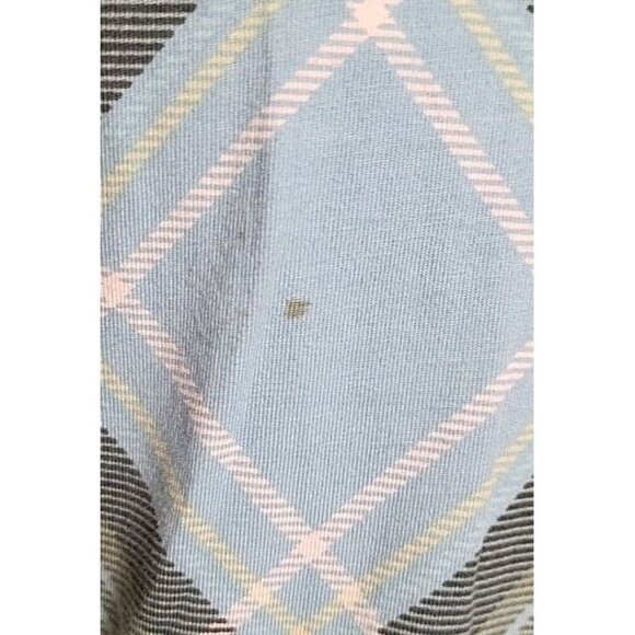 The Talbots Tee Large Turtleneck Plaid Green‎ Blue Long Sleeve EUC Large Cotton - Picture 3 of 8